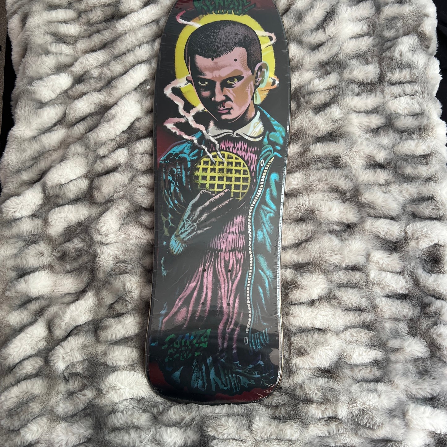 Stranger Things Jeff Kendall Eleven Halo graphic Santa Cruz Skateboard Deck