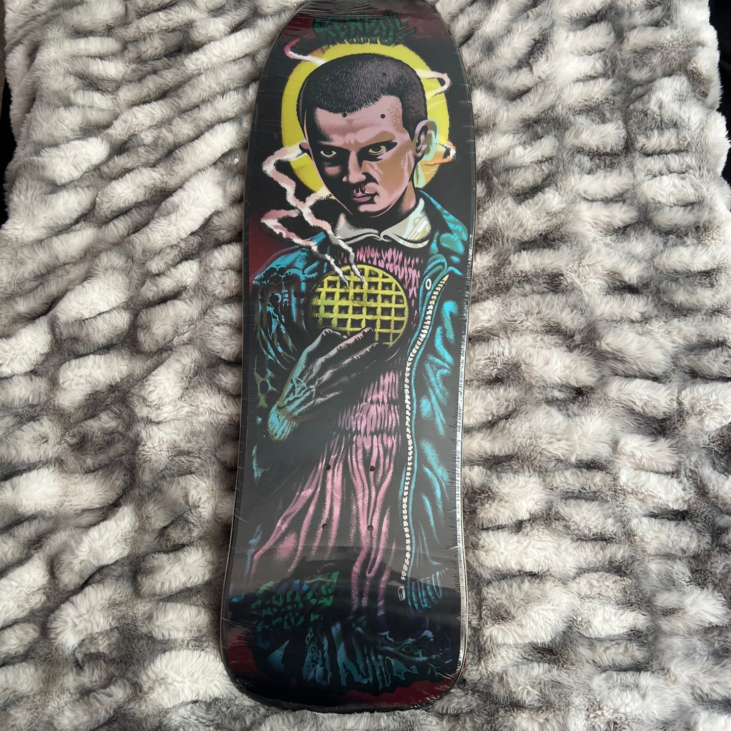 Stranger Things Jeff Kendall Eleven Halo graphic Santa Cruz Skateboard Deck